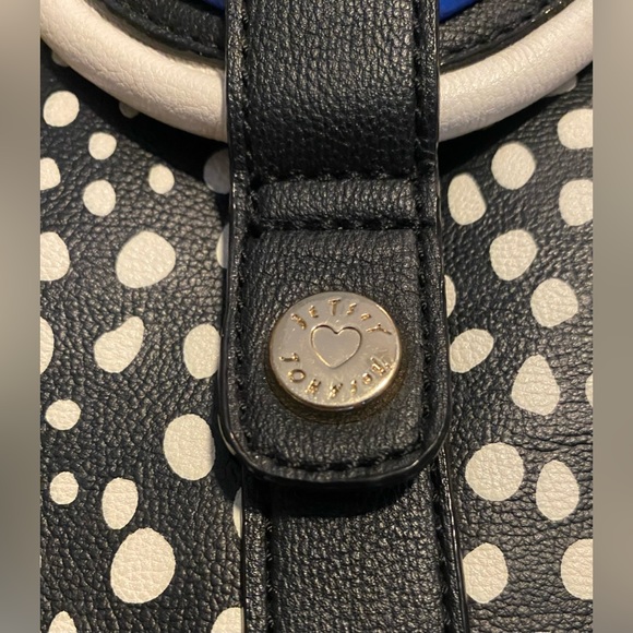 Betsey Johnson black tote bag with polka dots and blue heart - Picture 10 of 16